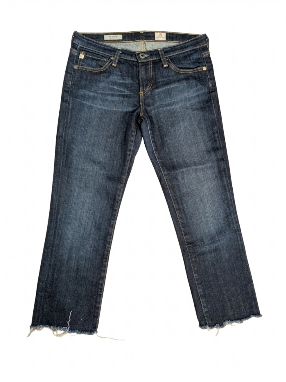 AG Adriano Goldschmied The Stevie Slim Straight Jeans 28R Raw Hem Minimal Chic